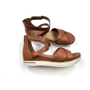 Eileen Fisher Sally Leather Strappy Sandals, Camel / Tan, 6.5
